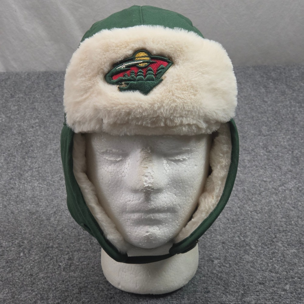 Minnesota Wild Trapper Hat Green Faux Fur Ushanka Aviator Winter Cap 47 Brand